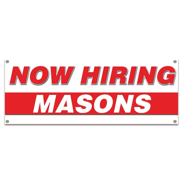 Now Hiring Masons Banner Apply Inside Accepting Application Single Sided